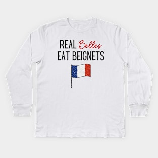 Funny France Gifts For Foodie French Chef Gift for Her Beignets Kids Long Sleeve T-Shirt